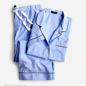 NWT JCREW End-on-end cotton long-sleeve pajama set PJs hydrangea blue medium